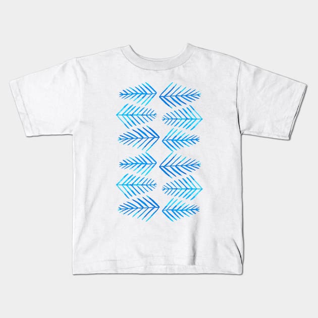 Watercolor pine trees - blue Kids T-Shirt by wackapacka